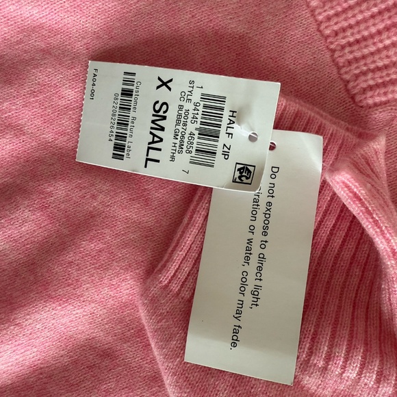NWT Charter Club 100% Cashmere Quarter-Zip Sweater Bubblegum Heather Pink Sz XS - Picture 6 of 6